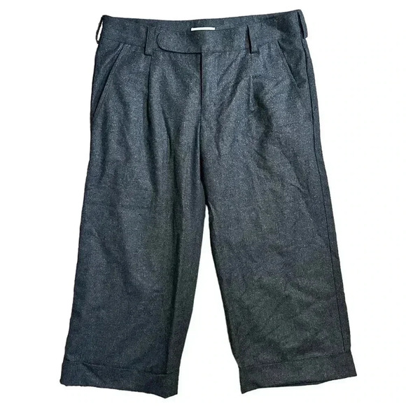 Vince Pants Womens 6 Wool Blend Wide Leg Cropped Capri Pleated cuffed pockets - Picture 1 of 6